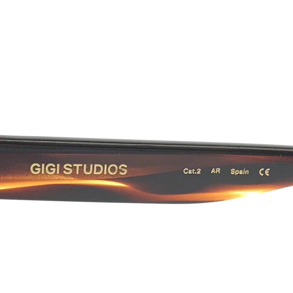 Gigi Studios Sunglasses JANET 6874/2 Striped Horn Frames w/ Gradient Blue Lenses